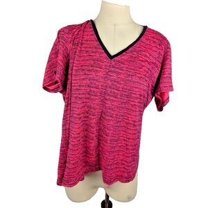 Material Girl Womens Space Dye Short Sleeve Bright Pink Top Size 2X Open Back